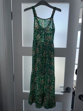 Sienna Sky Green Floral Maxi Dress with Beige Blooms